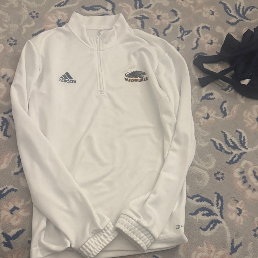 Adidas White Quarter-Zip Milwaukee Pullover